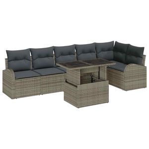 vidaXL Tuin Sofa Set met kussen 7 pcs Grijs poly rattan