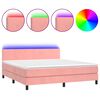 vidaXL Boxspring met matras en LED fluweel roze 160x200 cm