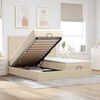 vidaXL Ottoman bed met matrassen 160x200cm stof cr&egrave;mekleurig