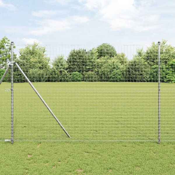 vidaXL Hek Post Anders 26 pcs Grijs 3,2 x 3,2 x 200 cm Staal
