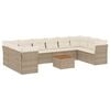 vidaXL 11-delige Tuinset met kussens poly rattan beige
