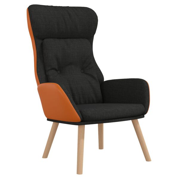 vidaXL Relaxstoel stof en PVC zwart