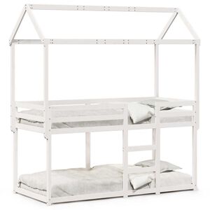 vidaXL Stapelbed met bedhuis massief grenenhout wit 80x200 cm