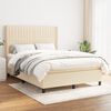 vidaXL Boxspring met matras stof cr&egrave;mekleurig 140x190 cm
