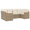 vidaXL 6-delige Loungeset met kussens poly rattan beige