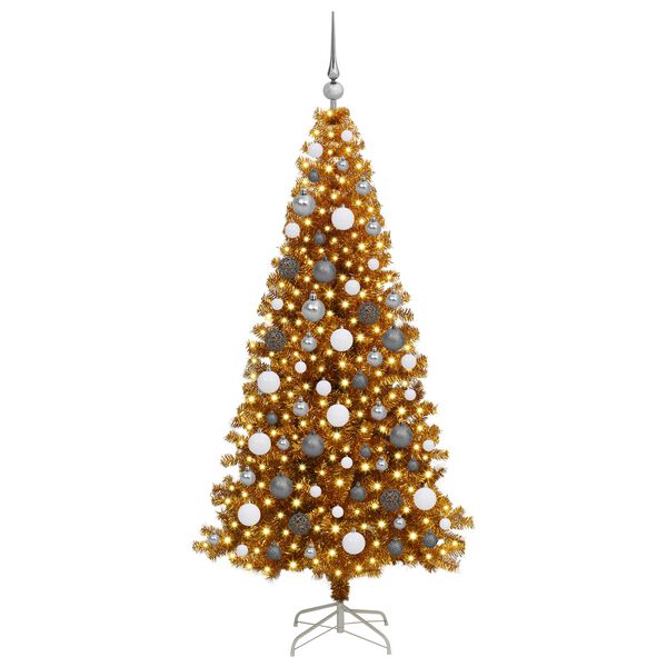 vidaXL Kerstboom met 300 LED met standaard Goud 180 cm PET