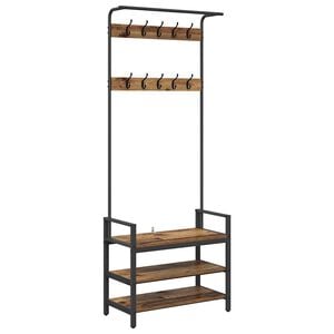 vidaXL Kapstok met plank Oud hout 75 x 34 x 184 cm Bewerkt hout