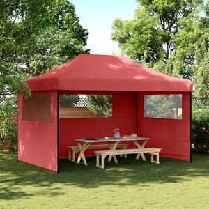 vidaXL Partytent inklapbaar pop-up met 3 zijwanden bordeauxrood