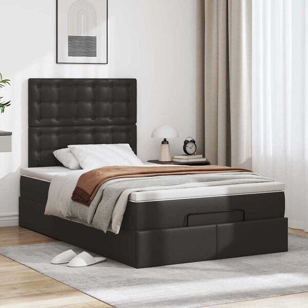 vidaXL Ottoman bed met matras en LED's 120x190 cm kunstleer zwart
