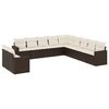 vidaXL 11-delige Loungeset met kussens poly rattan bruin