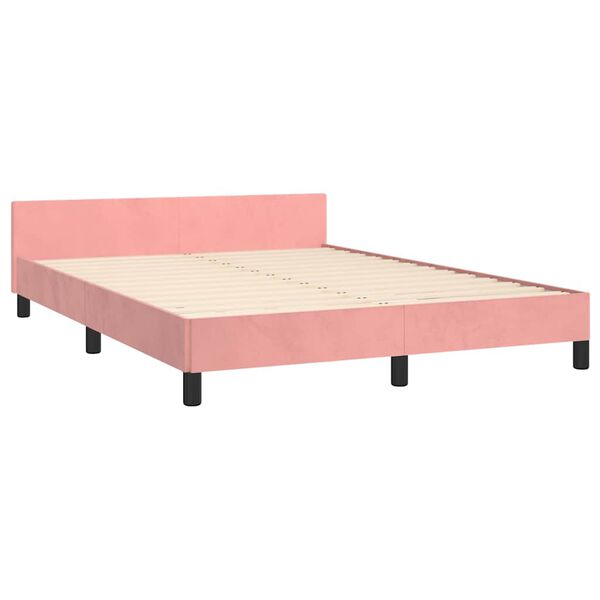 vidaXL Bedframe met hoofdeinde zonder matras 140x190 cm fluweel roze