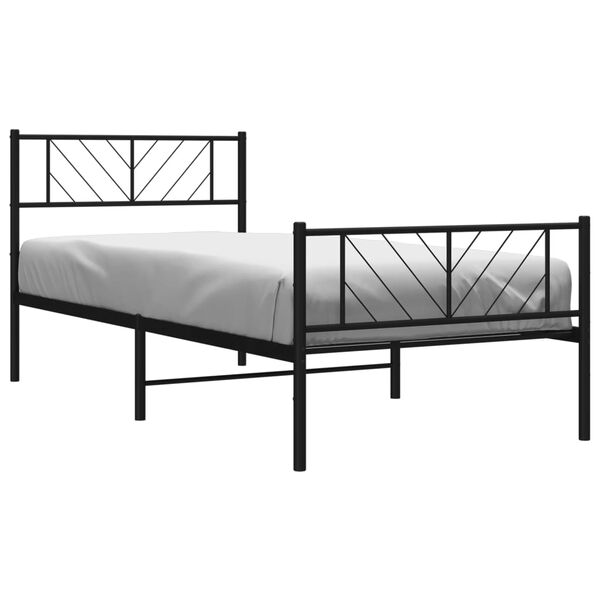 vidaXL Bedframe met hoofd- en voeteneinde metaal zwart 80x200 cm