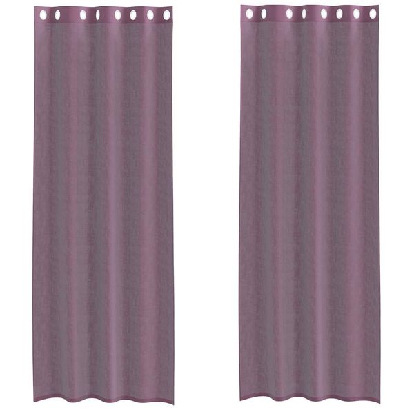 vidaXL Gordijnen voile met doorvoertules 2 st paars 140x260 cm