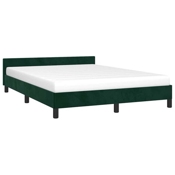 vidaXL Bedframe zonder matras 140x190 cm fluweel donkergroen