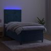 vidaXL Boxspring met matras en LED fluweel donkerblauw 100x200 cm