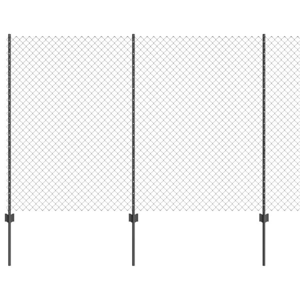 vidaXL Hek met Paal Grijs 1,5 x 10 m Staal en PVC
