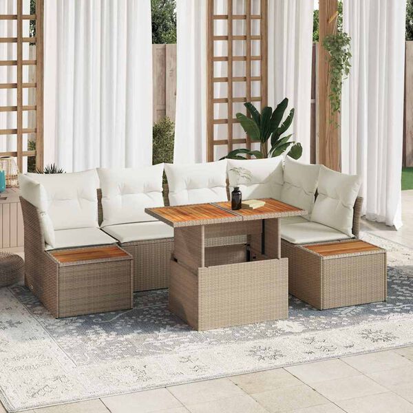 vidaXL Tuin Sofa Set met opslag 10 pcs Beige Poly riet