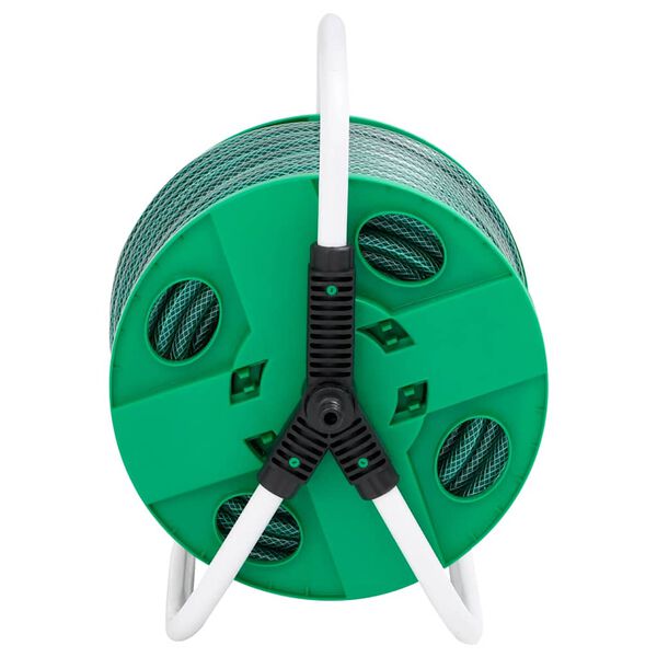 vidaXL Slanghaspel met slangkoppelset 0,5" 50 m vrijstaand PVC groen