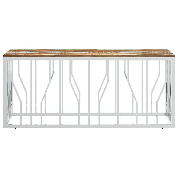 vidaXL Salontafel roestvrij staal en massief gerecycled hout zilver