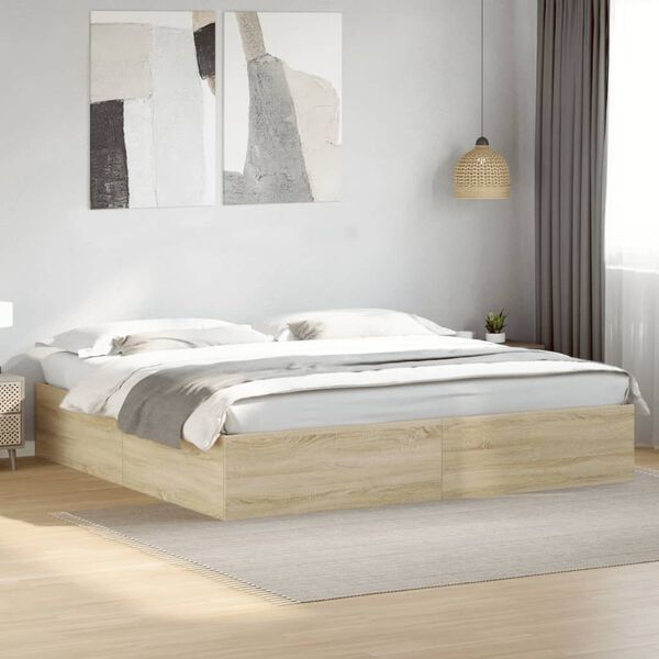 vidaXL Bedframe bewerkt hout sonoma eikenkleurig 180x200 cm