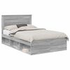 vidaXL Bedframe met lade Grijs Sonoma 135 x 190 cm Massief grenenhout