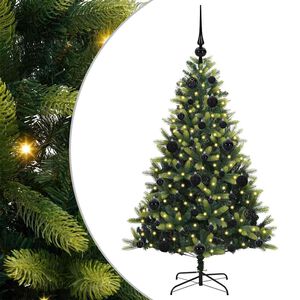 vidaXL Kunstkerstboom met scharnier 150 LEDs Groen 120 cm PVC en PE