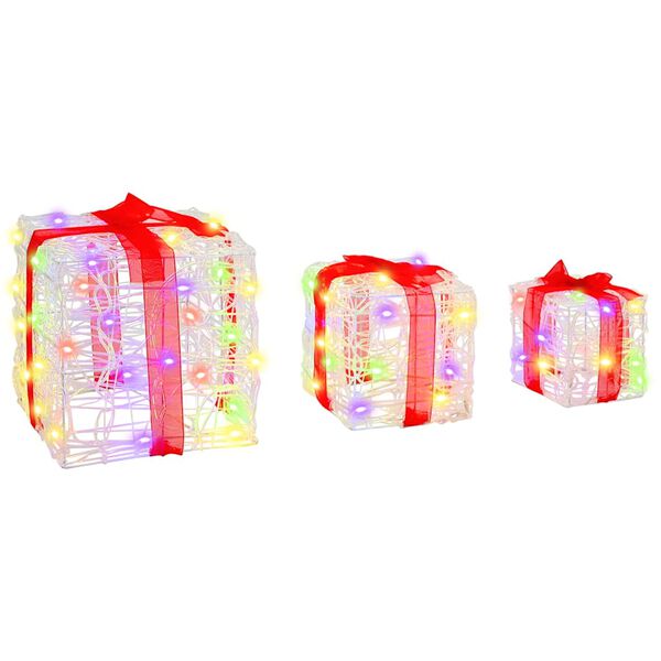 vidaXL Cadeau Doos met 60 LED 3 pcs Multikleur 20 x 20 x 20 cm Acryl