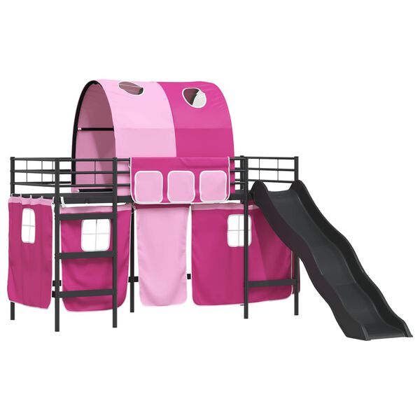 vidaXL Loftbed voor Kids Zwart en Roze 99,5 x 190 cm Metaal