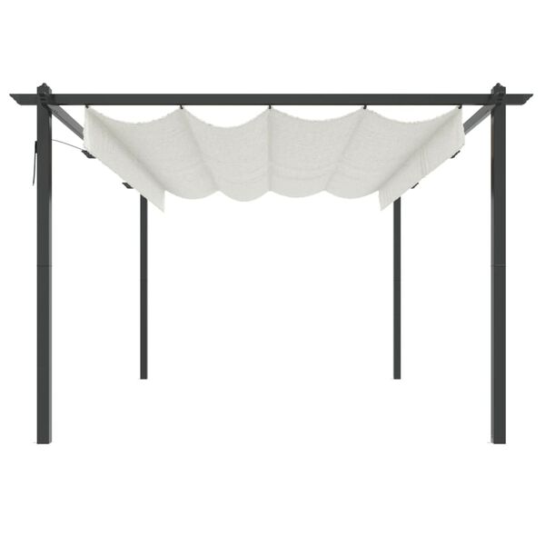 vidaXL Tuinprieel met uittrekbaar dak 4x3 m cr&egrave;mekleurig