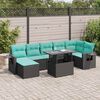 vidaXL 8-delige Loungeset met kussens poly rattan acacia zwart