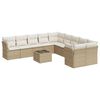 vidaXL 11-delige Tuinset met kussens poly rattan beige
