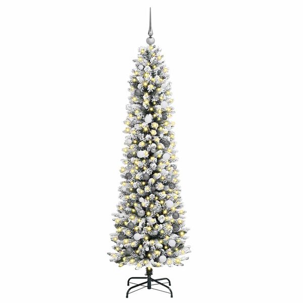 vidaXL Kunstkerstboom met 300 LED Wit 210 cm PVC en Metaal en Plastic