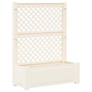 vidaXL Grote plantenbak met trellis Wit 99,5 x 43 x 133,5 cm PP