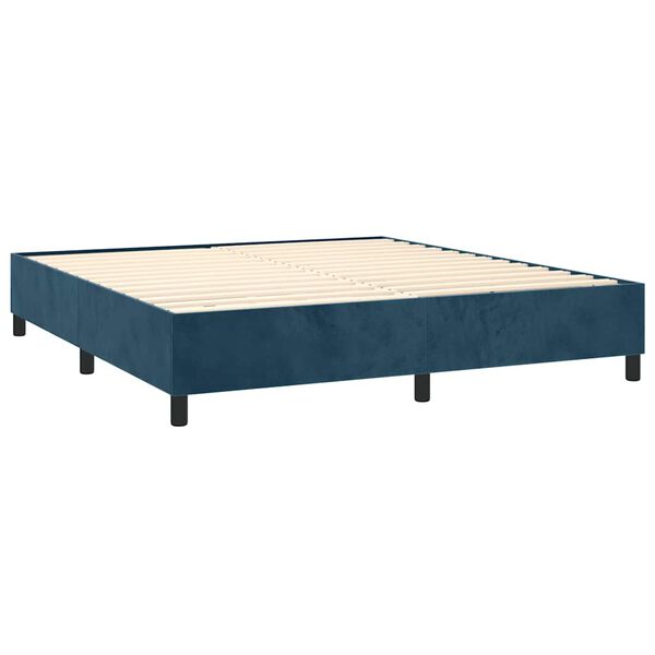 vidaXL Boxspring met matras fluweel donkerblauw 180x200 cm