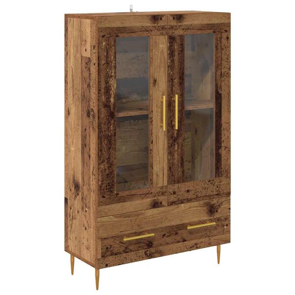 vidaXL Highboard Oud Hout 69,5 x 31 x 115 cm Geengineerd Hout en Glas