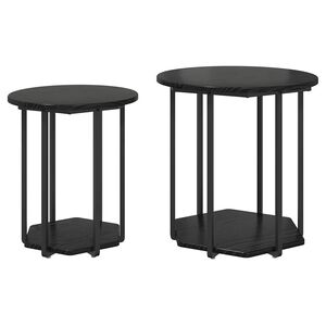 vidaXL Bijzettafelset 2 st Zwart Eiken 50 x 50 x 50,5 cm