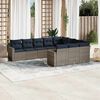 vidaXL 10-delige Loungeset met kussens poly rattan grijs