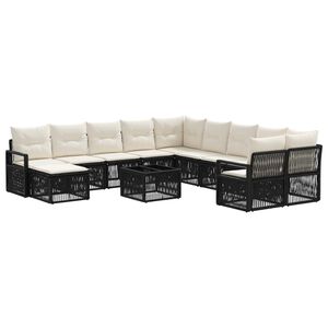 vidaXL Tuinbankenset 12 st Zwart poly rattan