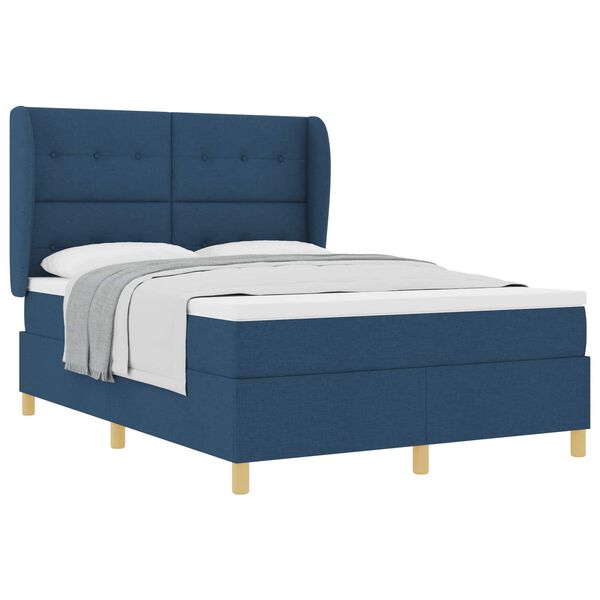 vidaXL Boxspringbed met Matras Donkergrijs 90x190 cm Blauw Stof
