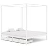 vidaXL Hemelbedframe met 2 lades massief grenenhout wit 160x200 cm