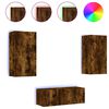 vidaXL 8-delige tv-wandmeubelset met LED bewerkt hout gerookt eiken