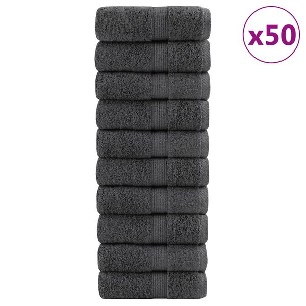 vidaXL Premium washandjes SOLUND 50 stuks antraciet 30x30cm 600 g/m&sup2;