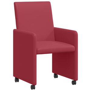 vidaXL Eetkamerstoelen met Wieltjes 2 st Kunstleer Wijnrood