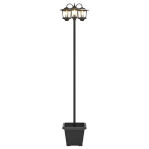 vidaXL 3-Arm Lantaarnpaal Met Plantenbak Zwart 32 x 32 x 188 cm