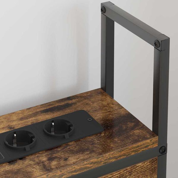 vidaXL Opberghoofdbord met Oplaadstation Gerookt eiken 78 x 15 x 98 cm