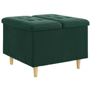 vidaXL Ottoman met Opbergruimte Donkergroen 60 x 60 x 45 cm Fluweel