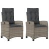 vidaXL Tuinstoelen 2 st verstelbaar met kussens poly rattan grijs