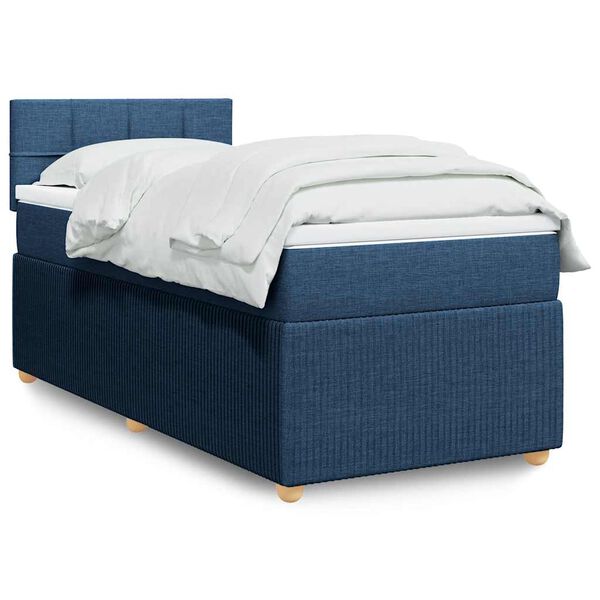 vidaXL Boxspring met matras stof blauw 100x200 cm