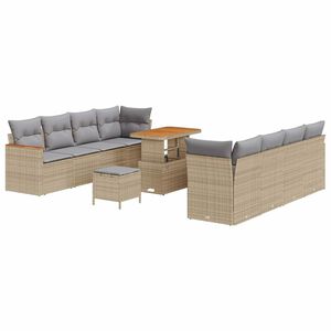 vidaXL Tuinbankenset met kussen 12 pcs Beige poly rattan