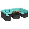 vidaXL Tuin Sofa Set met kussen 10 pcs Zwart en blauw